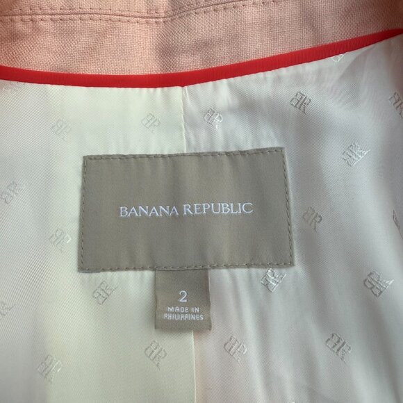 Banana Republic Blush Linen Blazer with Structured Shoulders Size 2 - Picture 8 of 9